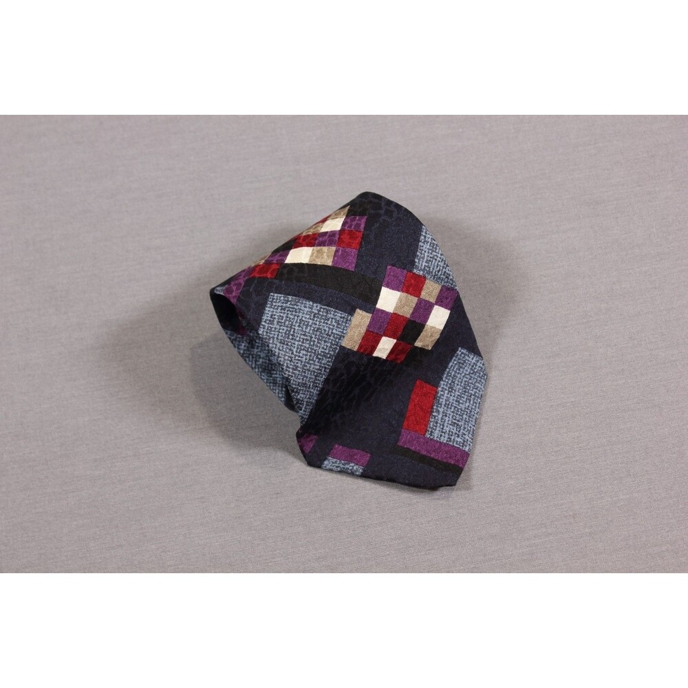 Vintage Bugatti Mens Necktie Abstract Design Luxury Silk  3.75" Wide USA